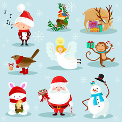 set of christmas elements