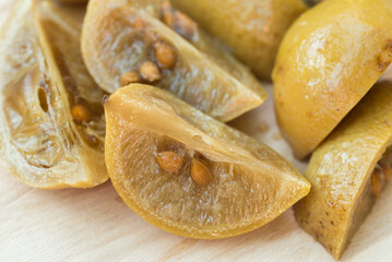 preserved lemons closeup selective focus
