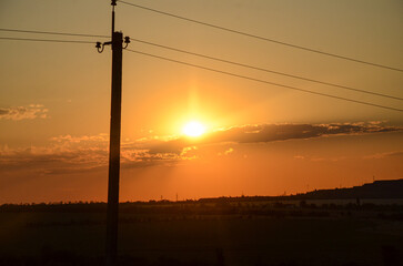 power lines at sunset