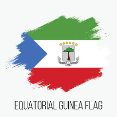 Equatorial Guinea Vector Flag. Equatorial Guinea Flag for Independence Day. Grunge Equatorial Guinea Flag. Equatorial Guinea Flag with Grunge Texture. Vector Template.