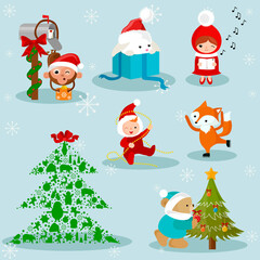 Fototapeta premium set of christmas elements