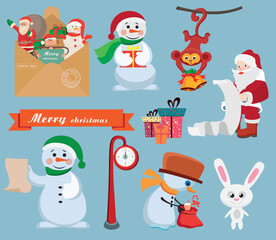 set of christmas elements