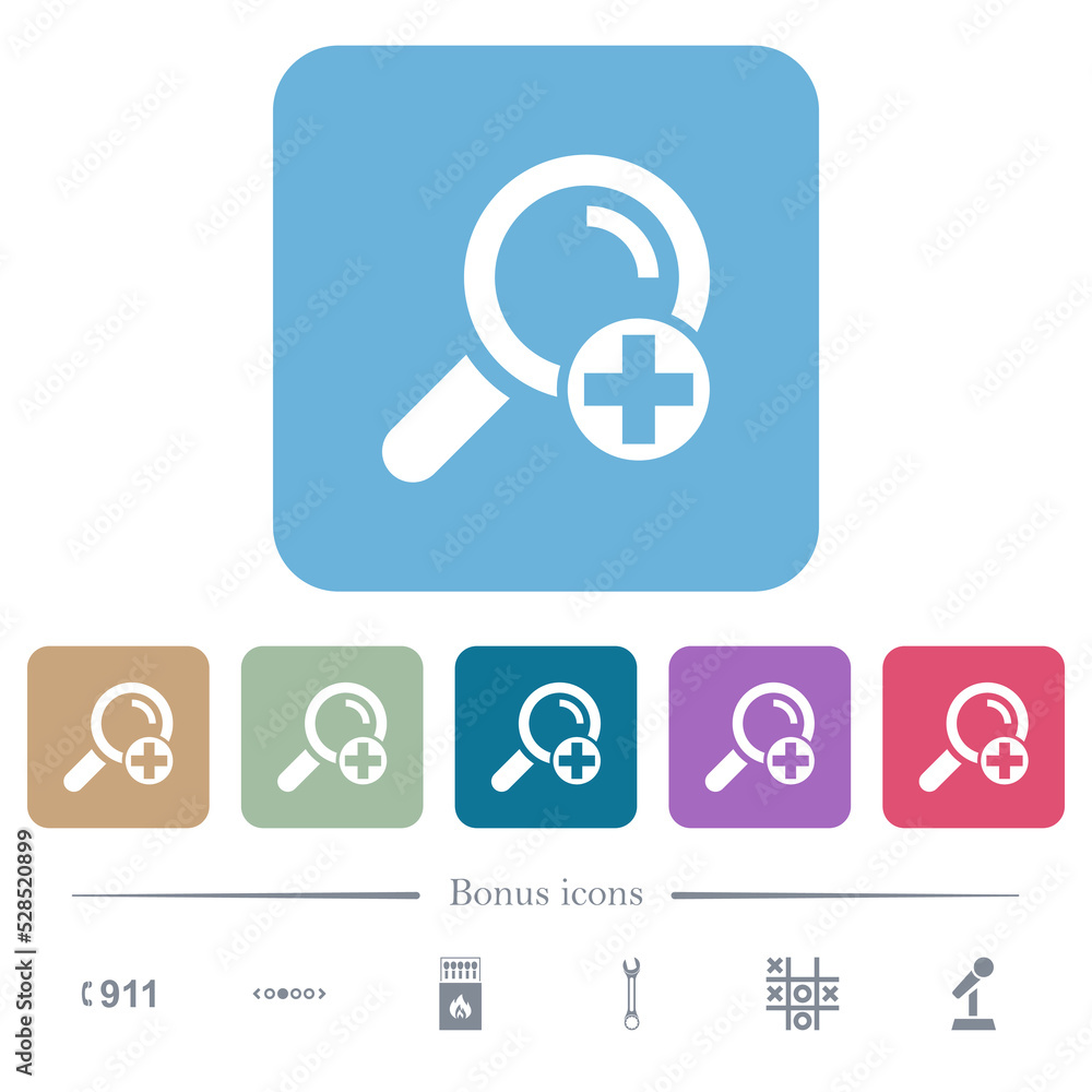 Poster add new search term flat icons on color rounded square backgrounds