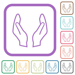 Empty protecting hands outline simple icons