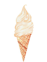 Watercolor of vanilla ice cream