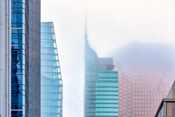 Fog in Toronto's downtown district, Canada