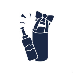 Present glyph icon. Bottle gift box. Packing for alcohol for a birthday surprise. Celebration. Gift box concept. Filled flat sign. Isolated silhouette vector illustration