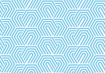 Abstract geometric pattern with stripes, lines. Seamless vector background. White and blue ornament. Simple lattice graphic design