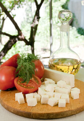 cheese, vegetables and oil