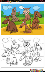 Obraz na płótnie Canvas funny cartoon dogs animal characters group coloring page