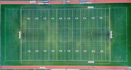 American football field, aerial view