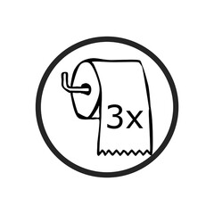 Toilet paper icon isolated on white background hand drawn
