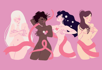 Obraz na płótnie Canvas breast cancer, group women
