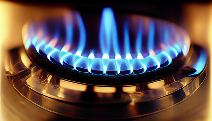 burning blue gas flames
