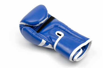Blue boxing glove on a white background.