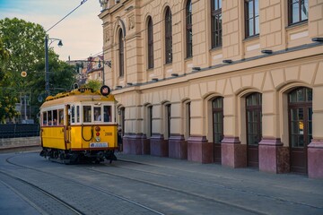 Naklejka na ściany i meble Really old tram in Budapest