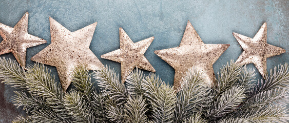 Christmas star decoration on vintage background.