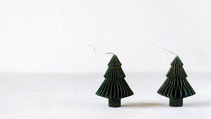 Christmas fir trees paper decoration, side view