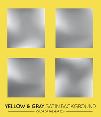 Fototapeta premium Set of Fabric, Textile Satin or Silk for interior design mood board. Yellow and Gray Color Swatch. Trendy color palette. Piece of fabric. Vector illustration.