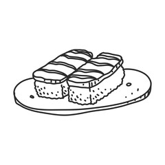 sushi In hand drawn illustration, For food business isolated background