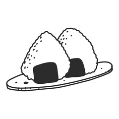 onigiri In hand drawn illustration, For food business isolated background