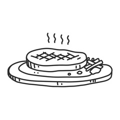 Steak In hand drawn illustration, For food business isolated background