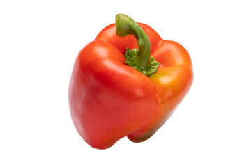 Red paprika pepper top view isolated on white background.