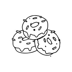 doughnut In hand drawn illustration, For food business isolated background
