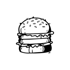 burger In hand drawn illustration, For food business isolated background