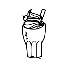 ice cream In hand drawn illustration, For food business isolated background