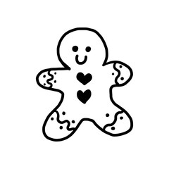 Fototapeta premium Gingerbread Men for ornament Merry Christmas and happy new year hand drawn holiday icon vector illustration. winter party decoration.