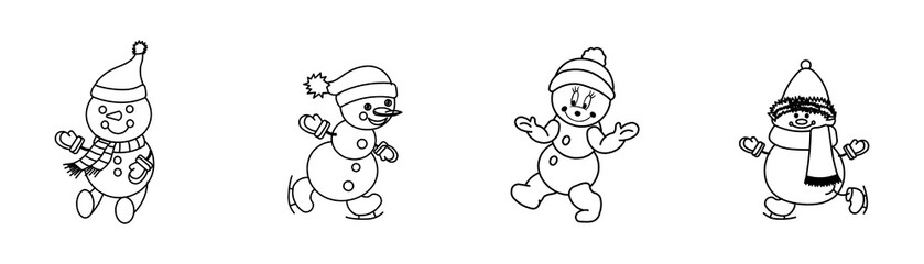 snow man bundle cartoon doodle character