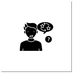 Clang glyph icon. Meaningless use of rhyming words. Mental illness. Schizophrenia symptoms concept. Filled flat sign. Isolated silhouette vector illustration