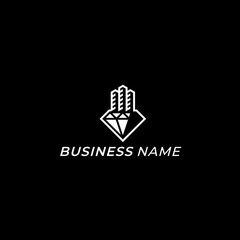 design logo combine diamond and  city building