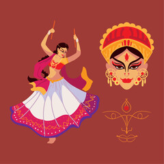 Obraz na płótnie Canvas navratri durga puja and dancer