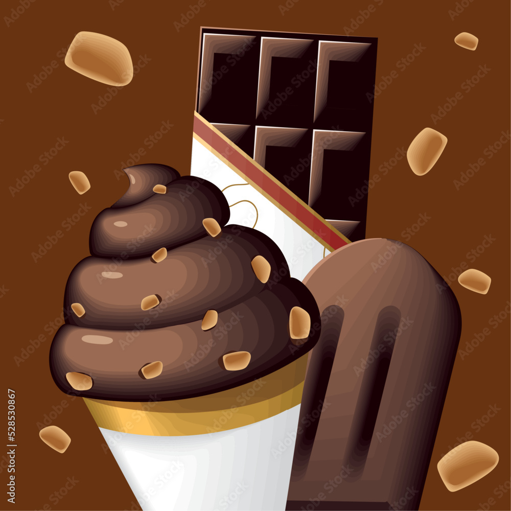 Wall mural chocolate ice creams and bar