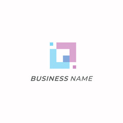 design logo creative letter P and pixel