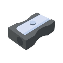 Simple pencil sharpener illustration. School supply flat design. Office element - stationery and art school supply. Back to school. Pencil sharpener icon - tool for sharpening pencils.