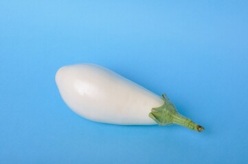 White eggplant on a blue background