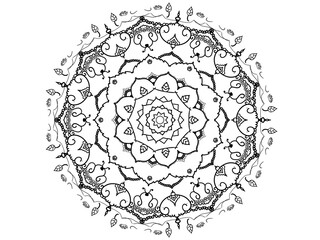 drawing mandala with lotus style in black and white tone that can use for coloring  