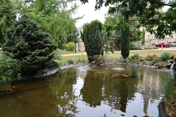 Fototapeta na wymiar Le jardin de l'hotel de ville, parc public, ville de Fontenay Le Comte, département de la Vendée, France