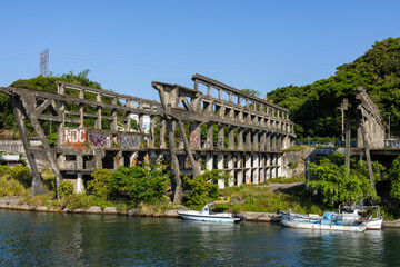 Fototapeta premium Agenna Shipyard Relics in Keelung Zhengbin harbor