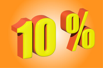 3d image percent discount on various goods orange background