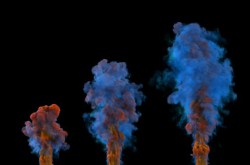 Colorful Smoke design on black background. Close-up. 3d illustration.