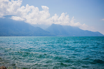 Fototapeta na wymiar Le lac Léman à Montreux en Suisse