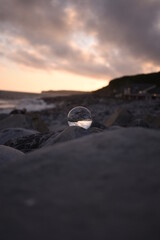 sunset through crystal ball beach
