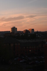 Sunset over buildings