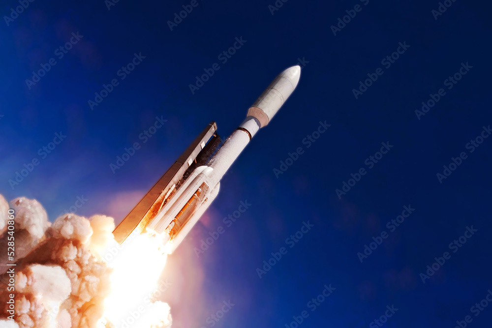 Wall mural launch of a space rocket into space. elements of this image furnished by nasa