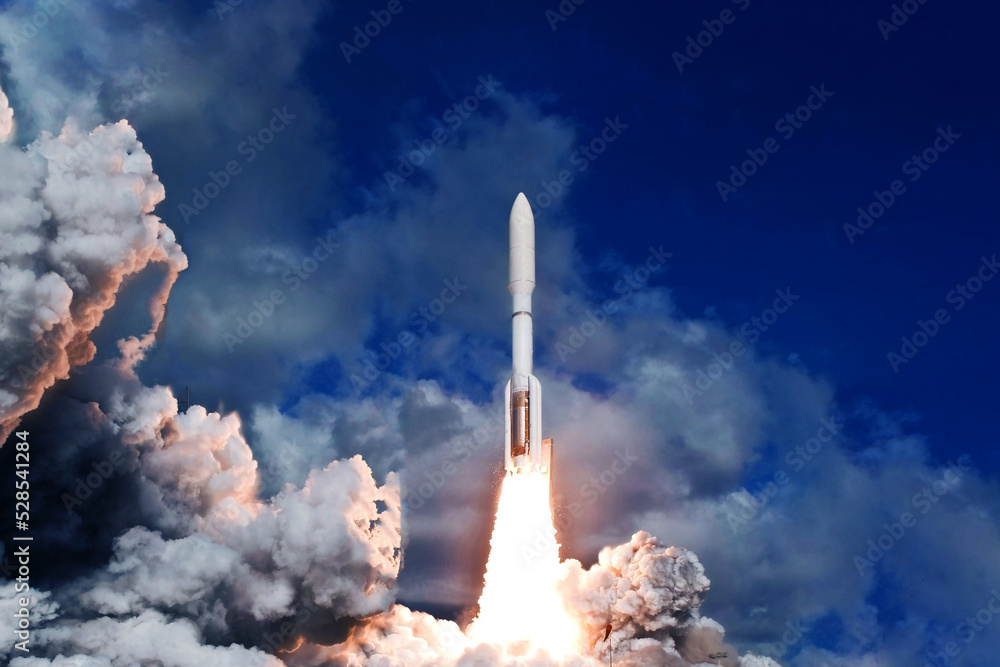Wall mural launch of a space rocket into space. elements of this image furnished by nasa