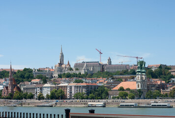 Photo shows Castle Hill with Capuchin Church, St Mathew Church and St Anne all located on the Pest...
